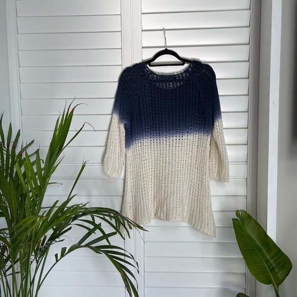 Anthropologie Lumiere Blue to White Gradient Sweater - Picture 2 of 4